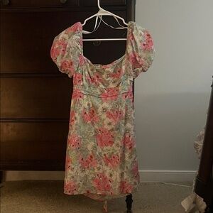 Altar'd State Floral Mini Dress - Pink and Green